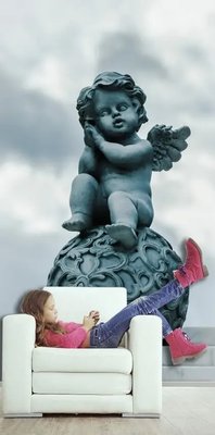 Фотообои Скульптура ангелочка на резном шаре 3D2113 фото