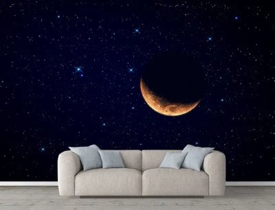 Фотообои Луна на фоне звезд и камет, космос Kos2163 фото