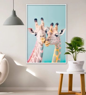 Парочка жирафов на бирюзовом фоне ZHi14565 фото
