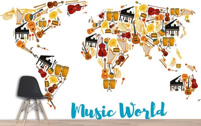 Абстрактная карта мира из различных музыкальных инструментов Abs1014 фото