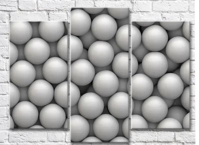 Триптих Фон из серых 3Д шаров Abs7264 фото