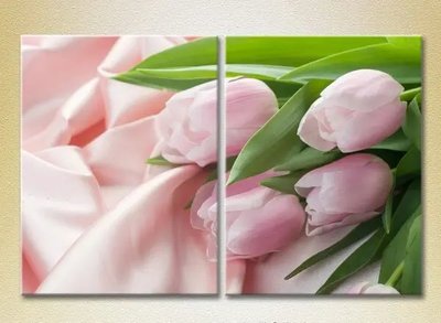 Модульные картины Розовые тюльпаны на шелковой ткани_01 TSv6864 фото