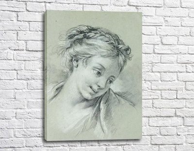 Картина Эскиз - Голова девушки, Франсуа Буше Fra11464 фото