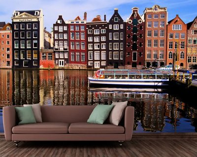 Arhitectura Amsterdamului de-a lungul canalului de apă Gor414 фото