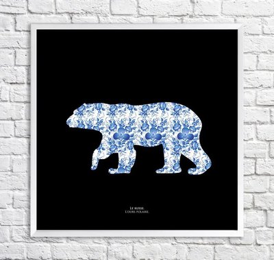 Постер Белый медведь. Узоры Гжель Min15834 фото