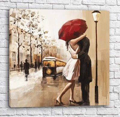 Постер Целующаяся парочка под фонарем, Париж Fig16684 фото