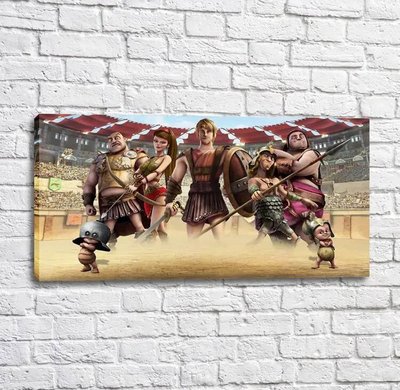 Poster Eroii din desenul animat Gladiatori din Roma, în arenă Mul16234 фото