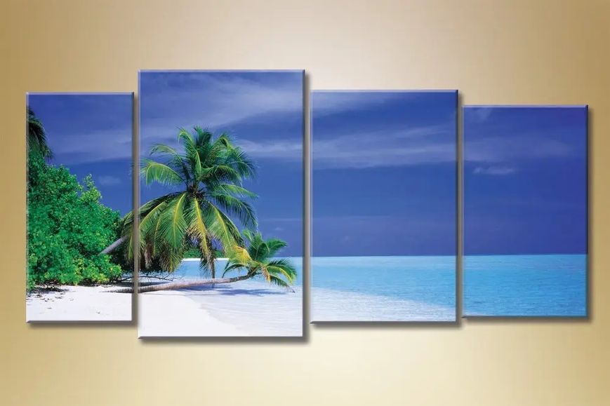 Модульные картины Полиптих, пальма на пляже Mor9314 фото