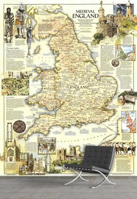 Fototapet Harta medievală a Angliei, vintage Sta1815 фото