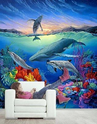 Фотообои Дельфины и киты под водой Pod2215 фото