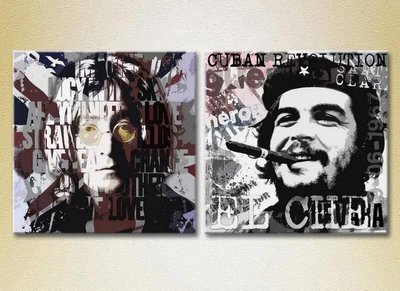 Диптих Джон Леннон и Че Гевара, стилизованные портреты Lyu6965 фото
