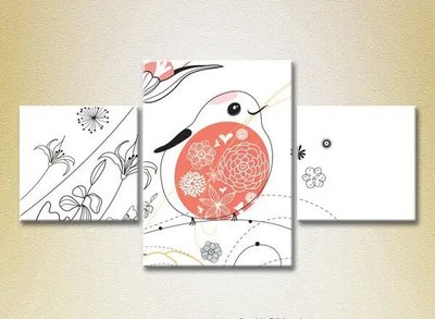 Модульные картины Толстая птичка и цветы Det8915 фото