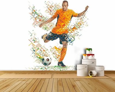 Футболист с мячом на белом фоне, графика Spo2915 фото