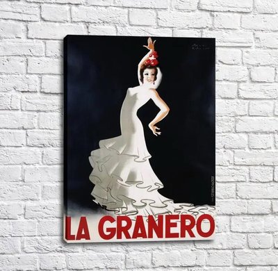 Poster Fată într-o rochie albă pe fundal negru, flamenco Tan17296 фото
