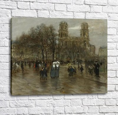 Картина Жан-Франсуа Рафаэлли - Площадь Сан-Сульпи, Париж Imp12366 фото