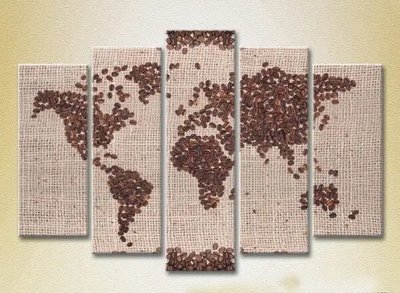 Модульные картины Кофейные зерна. Карта мира_02 Eda10766 фото