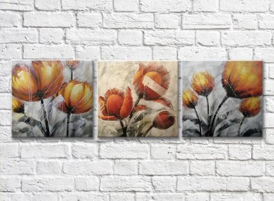 Триптих с оранжевыми тюльпанами-картины маслом TSv5716 фото