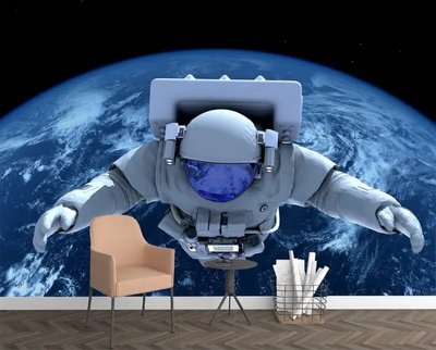 Фотообои Космонавт на фоне планеты Земля, космос Kos2166 фото