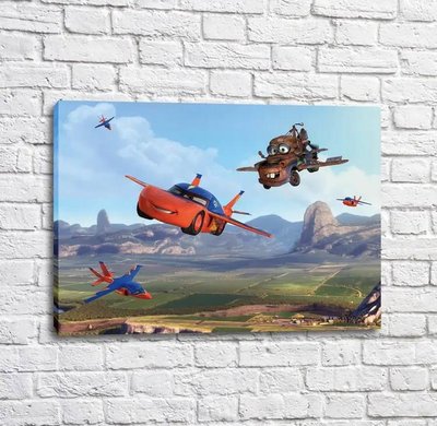 Постер Молния Маквин и Мэтр летают над полями Mul16536 фото