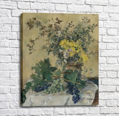 Картина Жан-Франсуа Рафаэлли - Натюрморт из цветов и винограда Imp12367 фото