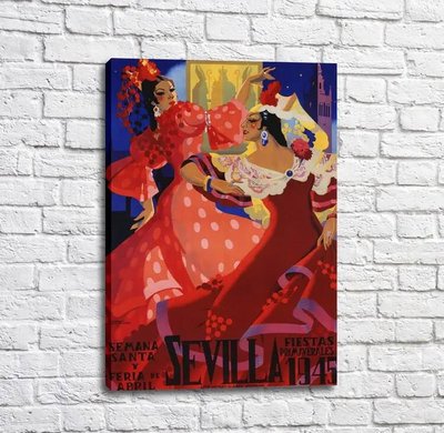 Poster Dansatori în rochii roșii, dans, flamenco Tan18174 фото