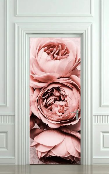 3Д наклейка на дверь, Розовые пионы ST255 фото