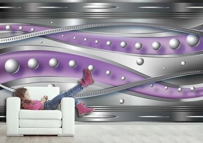 Фиолетовые полосы и шары, 3D Астракция 3D4817 фото