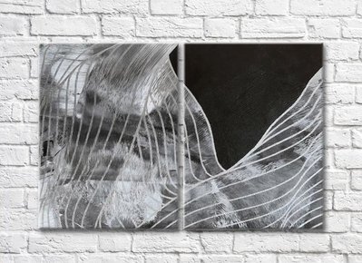 Белые мазки кисти и полосатая абстракция на черном фоне Abs5517 фото