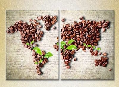 Модульные картины Карта мира из зерен кофе Eda9417 фото