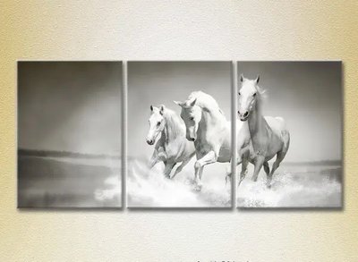 Модульные картины Три белых коня_02 ZHi10467 фото