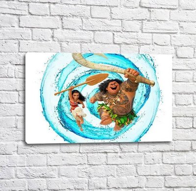 Постер Могучий Мауи и Моана на белом фоне Mul16337 фото