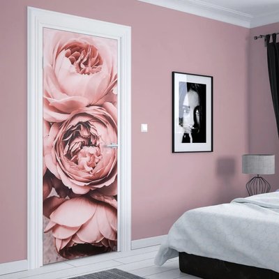 Autocolant 3D pentru ușă, bujori roz ST255 фото