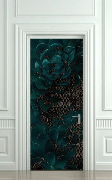 3Д наклейка на дверь, Темные листья ST282 фото