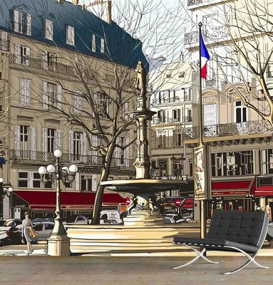 Парижский фонтан и фасады зданий Ske1191 фото