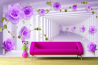Фотообои 3Д фиолетовые розы 3D4491 фото