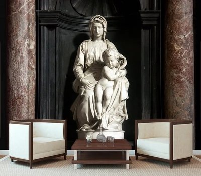 Sculptură a unei femei cu un copil între coloane 3D2241 фото