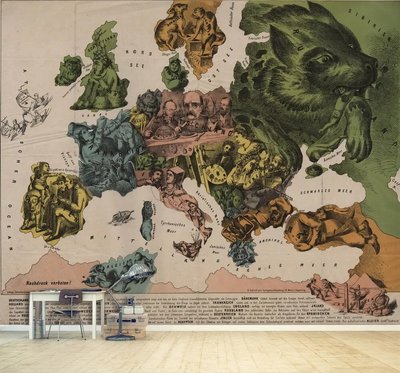 Фотообои Символическая карта Европы 19 20 века, винтаж Sta2141 фото