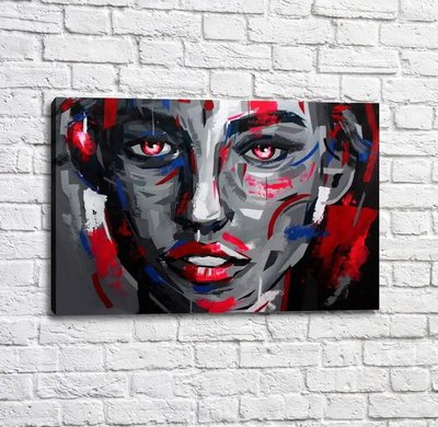 Постер Серо-красный портрет девушки, арт модерн Izv17575 фото
