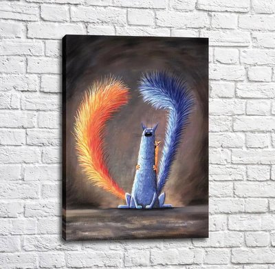 Постер Кот и кошка с пушистыми хвостами Kot17069 фото