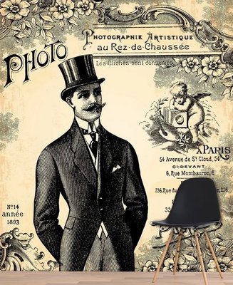 Fototapet Poster retro cu un studio foto cu un bărbat în frac Ret4918 фото
