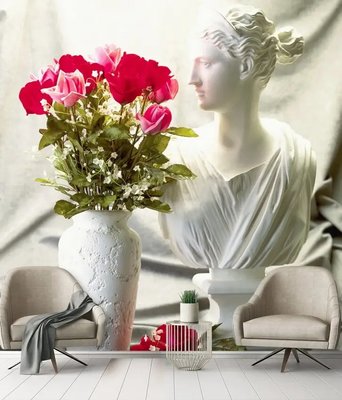 Fototapet Bust de femeie și vază cu trandafiri 3D3118 фото