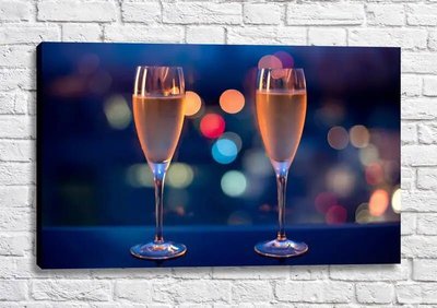 Постер Пара бокалов с шампанским на синем фоне Fig16688 фото