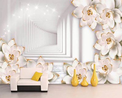 Fototapet Bijuterii cu flori cu aurire pe fundalul tunelului 3D4818 фото