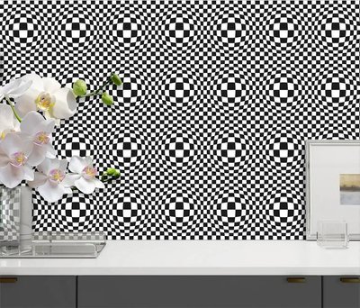 Керамическая плитка в стиле оп.арт в черно-белых красках P45 фото