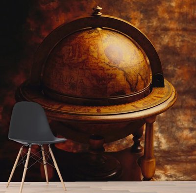Fototapet Glob antic în cadru de lemn, vintage Sta1918 фото