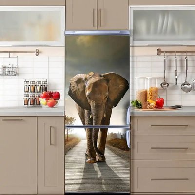 3Д наклейка на дверь, Слон в гневе STD29 фото