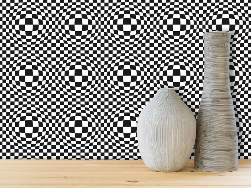 Tigla ceramica in stil op. art in culori alb-negru P45 фото