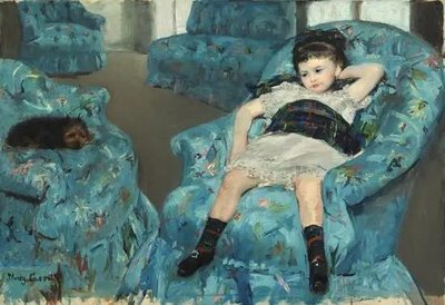 Маленькая девочка в голубом кресле Fig13070 фото