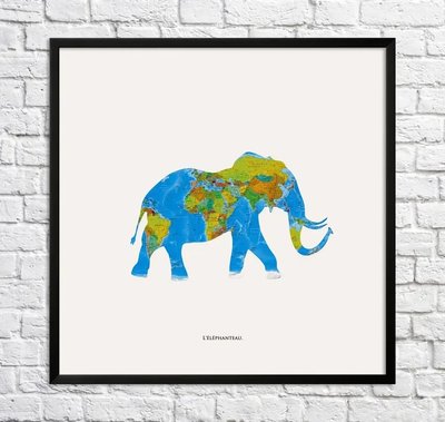 Постер Слон. Карта мира Min15889 фото