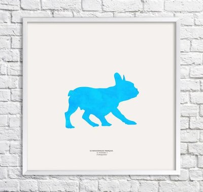 Poster Bulldog. Fundal turcoaz Min15789 фото